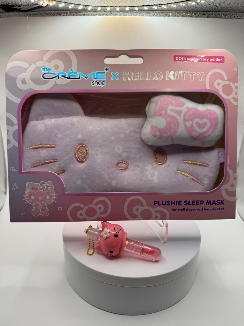 NWT The Crème Shop x Hello Kitty 50th Anniversary Sleep Mask & Lip Oil Set